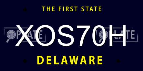 XOS70H Delaware License Plate
