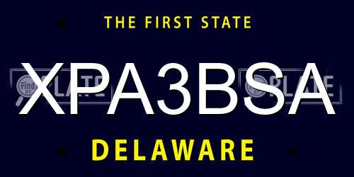 XPA3BSA Delaware License Plate
