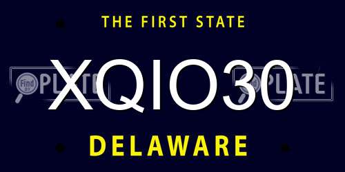 XQIO30 Delaware License Plate
