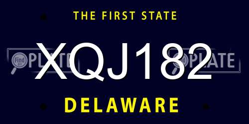 XQJ182 Delaware License Plate