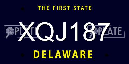 XQJ187 Delaware License Plate