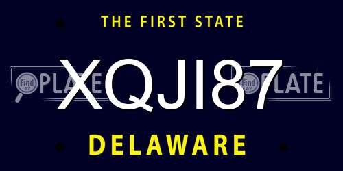 XQJI87 Delaware License Plate