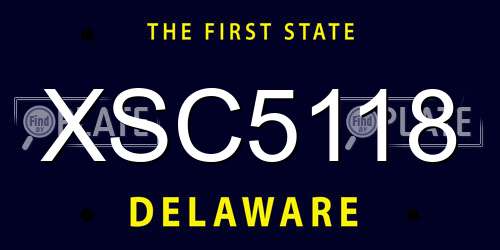 XSC5118 Delaware License Plate