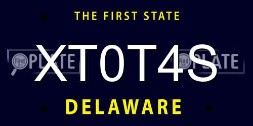 XT0T4S Delaware License Plate