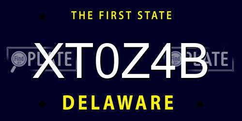 XT0Z4B Delaware License Plate