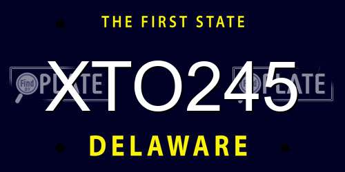 XTO245 Delaware License Plate