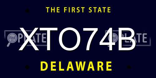 XTO74B Delaware License Plate