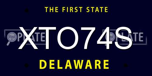 XTO74S Delaware License Plate