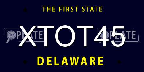 XTOT45 Delaware License Plate