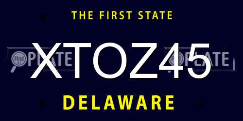 XTOZ45 Delaware License Plate