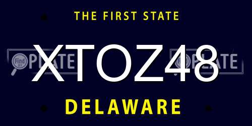 XTOZ48 Delaware License Plate