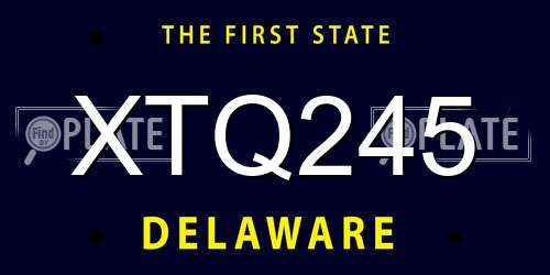 XTQ245 Delaware License Plate