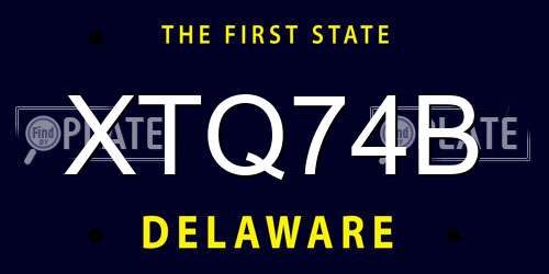 XTQ74B Delaware License Plate