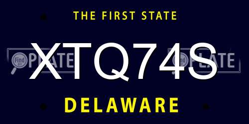 XTQ74S Delaware License Plate