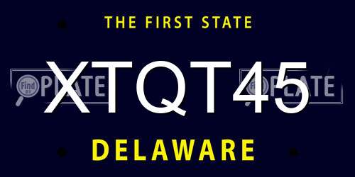 XTQT45 Delaware License Plate