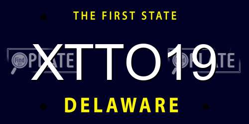 XTTO19 Delaware License Plate