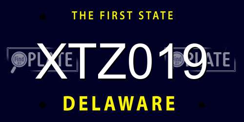 XTZ019 Delaware License Plate