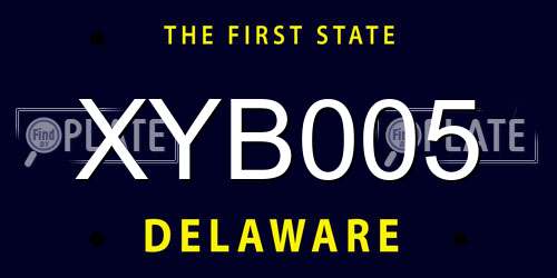 XYB005 Delaware License Plate