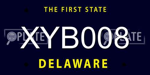 XYB008 Delaware License Plate