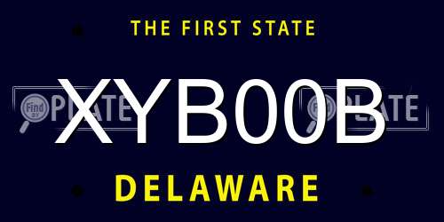 XYB00B Delaware License Plate
