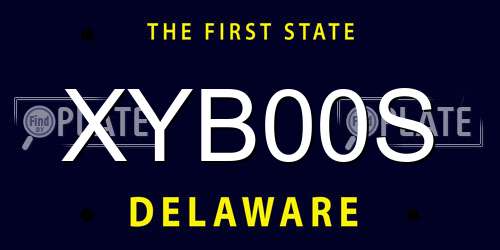 XYB00S Delaware License Plate