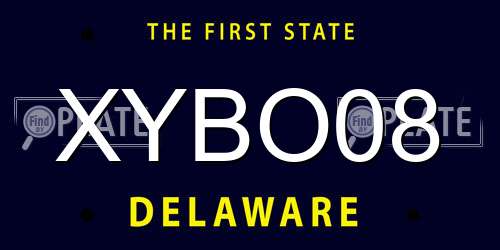 XYBO08 Delaware License Plate