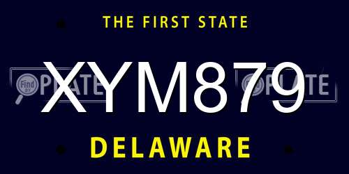XYM879 Delaware License Plate
