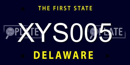 XYS005 Delaware License Plate