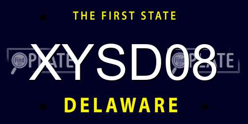 XYSD08 Delaware License Plate