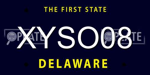 XYSO08 Delaware License Plate