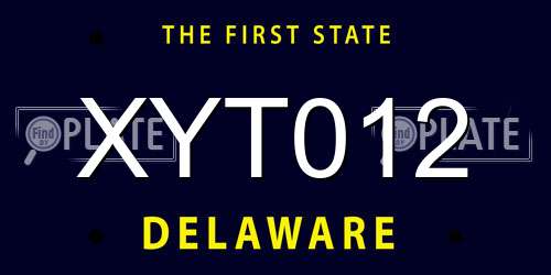 XYT012 Delaware License Plate
