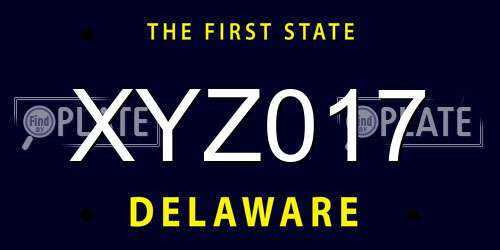 XYZ017 Delaware License Plate