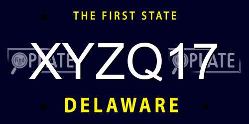 XYZQ17 Delaware License Plate