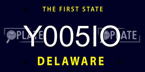 Y005IO Delaware License Plate