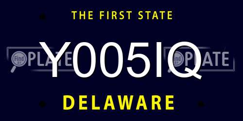 Y005IQ Delaware License Plate