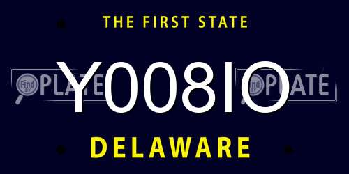 Y008IO Delaware License Plate