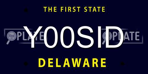 Y00SID Delaware License Plate