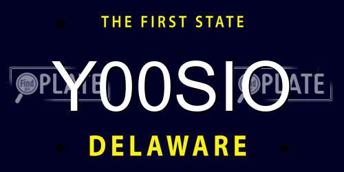 Y00SIO Delaware License Plate
