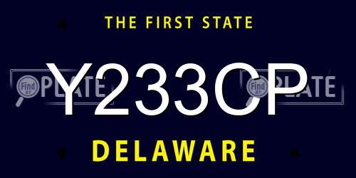 Y233CP Delaware License Plate