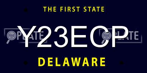Y23ECP Delaware License Plate