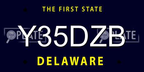 Y35DZB Delaware License Plate