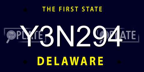 Y3N294 Delaware License Plate
