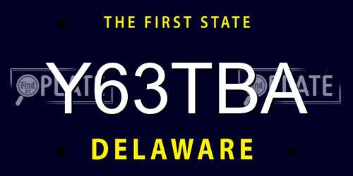 Y63TBA Delaware License Plate