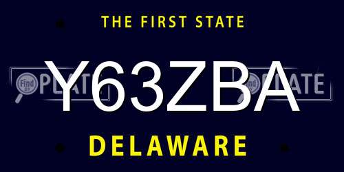 Y63ZBA Delaware License Plate