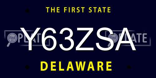 Y63ZSA Delaware License Plate