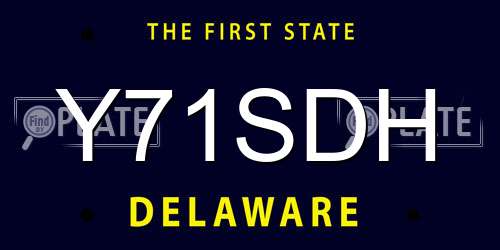 Y71SDH Delaware License Plate
