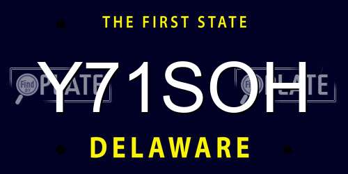 Y71SOH Delaware License Plate