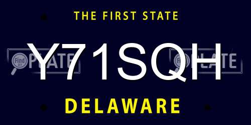 Y71SQH Delaware License Plate