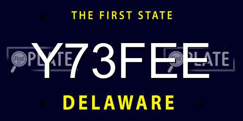 Y73FEE Delaware License Plate