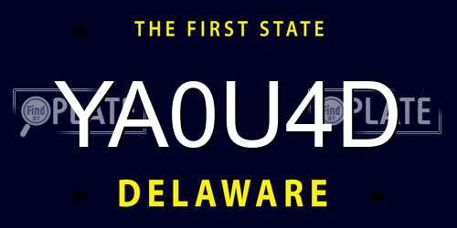 YA0U4D Delaware License Plate